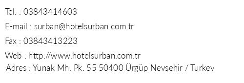 Surban Hotel telefon numaralar, faks, e-mail, posta adresi ve iletiim bilgileri